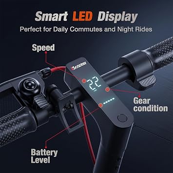 iScooter Electric Scooter, 3 Speeds 18Miles Range, Cruise & Dual Brake