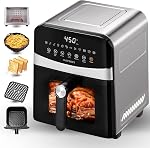 Stainless Steel Air Fryer Ceramic 12 in 1, Dual-Blazes in Steel Housing, 6QT 2-3 Servings Visible 8.27" Basket with Teflon-Free Premium Coating, 1700W, DAYBEST Dishwasher Safe Kits (Silver)