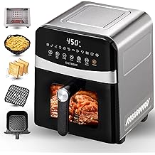 Stainless Steel Air Fryer Ceramic 12 in 1, Dual-Blazes in Steel Housing, 6QT 2-3 Servings Visible 8.27" Basket with Teflon-Free Premium Coating, 1700W, DAYBEST Dishwasher Safe Kits (Stainless Steel)