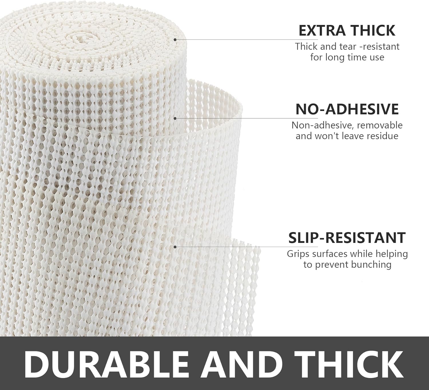 Shelf Cabinet Liner,Drawer Liners Non Adhesive Easiest Install Mat, Strong Grip Bottom,Easy Clean Non Slip Shelving Liner for Kitchen Cabinets (White, 12IN X 30FT)