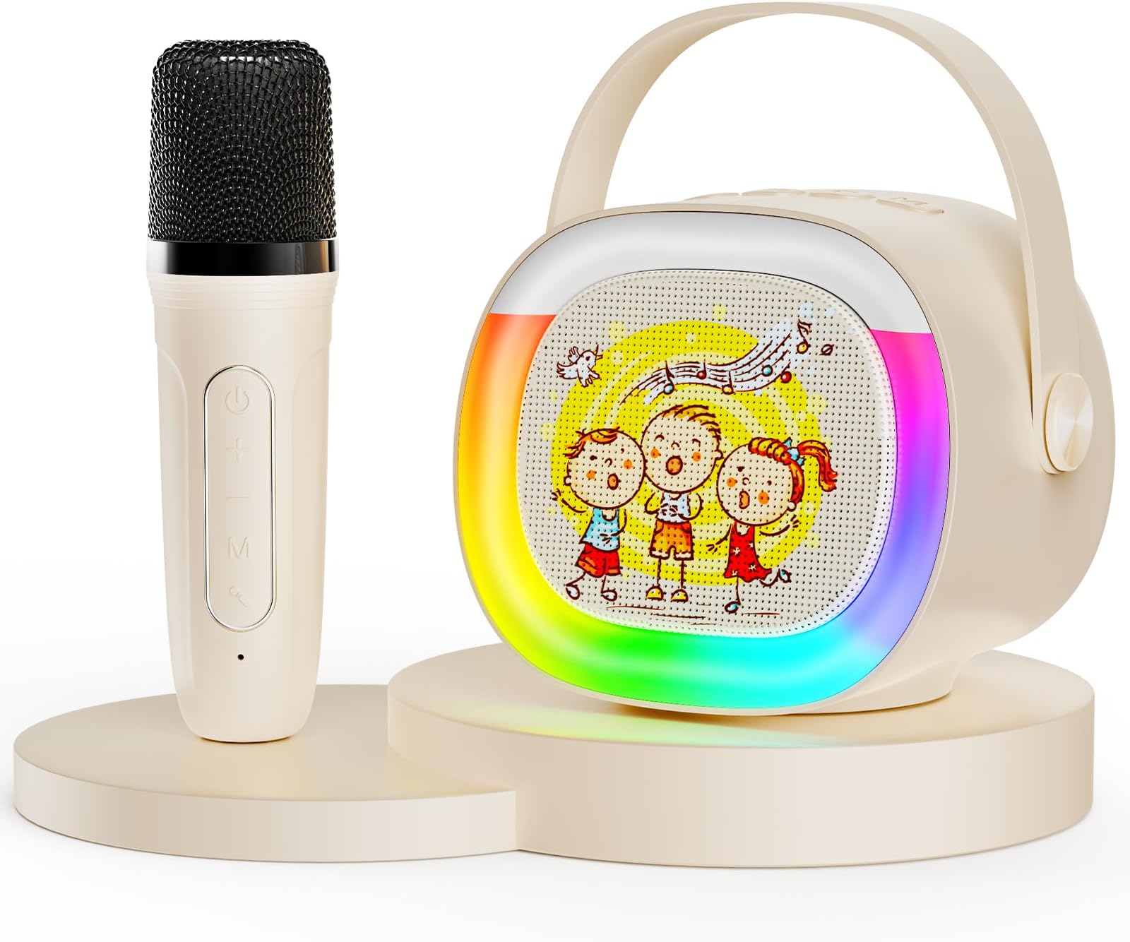 Machine Karaoké Portable Enfant Avec 2 Micros - Bluetooth, LED, Rechargeable, Livraison UK