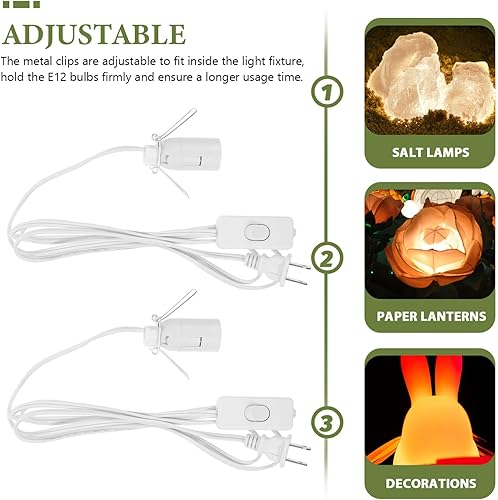 Miniatura 6 de 2 piezas E12 Cable de repuesto E12 Cristal Lámpara Cable de Reemplazo de Luces Enchufe Enchufe en la Bombilla de Luz del Himalaya Cable Eléctrico