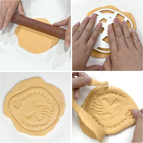 Miniatura 2 de 4 piezas de cortadores de galletas de dinosaurio, esqueleto, fósiles, cortadores de galletas de estegosaurio T-Rex Tanystropheus Triceratops molde