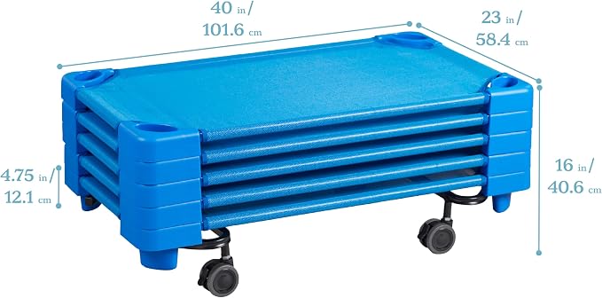 Camas apilables para niños con carrito, azul, 5 unidades miniatura 4