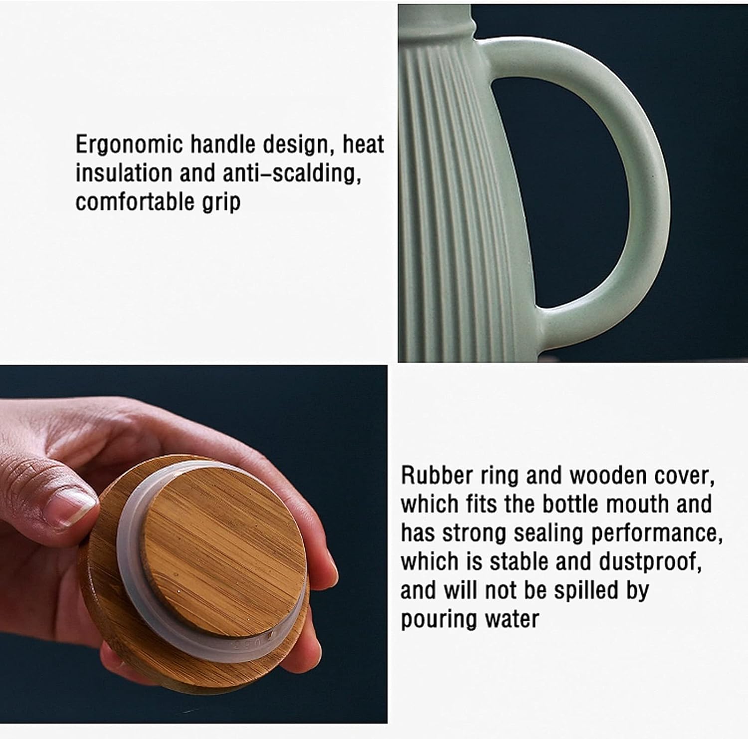 oil bottle Simple Ceramic Oil and Vinegar Dispenser with Handle and Spout Household Striped Oil Bottle Leak-proof Oiler Condiment Container oil sprayer(Color:B,Size:Large)