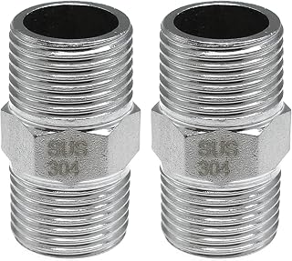 Bxian 2PCS 304 Stainless Steel G1/2 to G1/2 Male Shower Hose Extension Adapter Shower Hose Connector for Connecting Two Hoses
