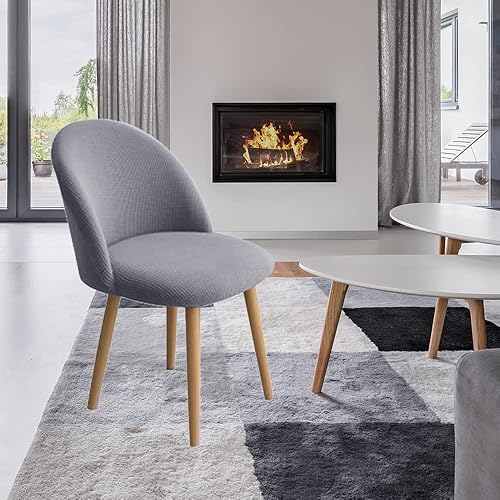 Miniatura 2 de XMNTG Juego de 4 fundas elásticas de jacquard gris para silla de comedor, con respaldo curvado, fundas para silla de acento modernas de mediados de