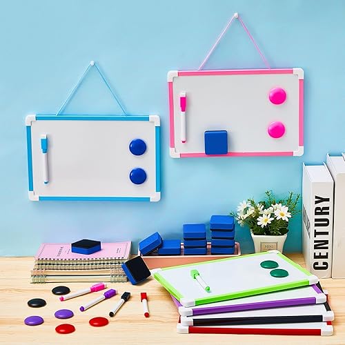 Vista 7 de Colarr 24 Set Hanging Magnetic Dry Erase Board 8'' x 12'' Small Double Side White Board for Kid, Education Classroom Bulk, Mini Whiteboard Drawing
