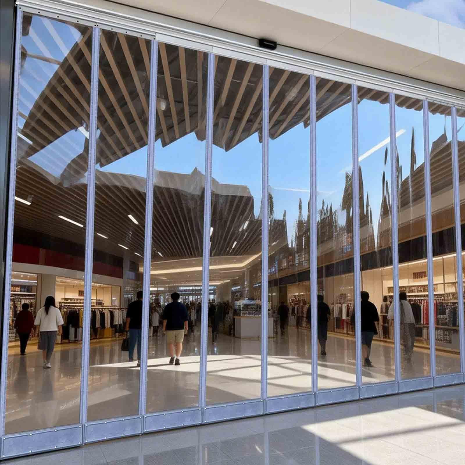Rideau À Lanières Rideau De Porte Exterieur Rideaux À Lamelles Transparent Imperméable Rideau Laniere PVC Coulisse À Gauche Et À Droite Facile À Installer(1.6 mm,H290cmxW50cm)
