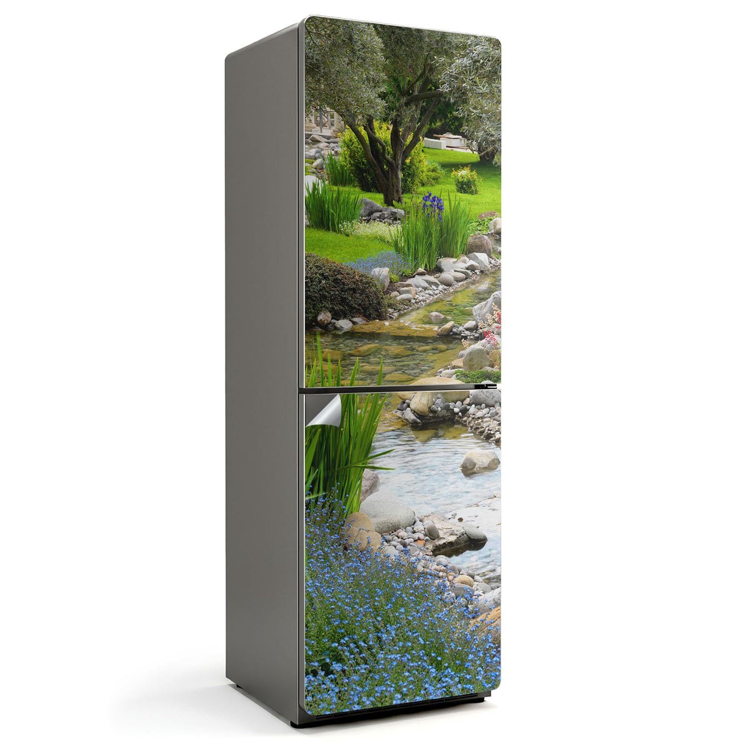 Sticker réfrigérateur 60x190 jardin avec ruisseau auto-adhésif