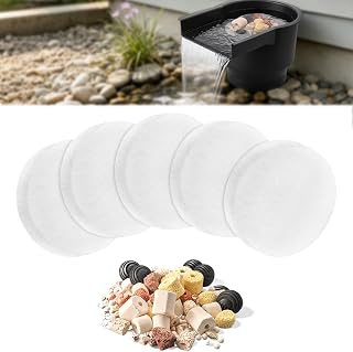 LemonRoad 5 Pcs Pond Filter Media for Pond Waterfall Spillway 6 Koi Pad Fine and 1 Pack Ceramic Rings Filter Mat Reusable Durable Fish Material (11.8 Inch,Round)