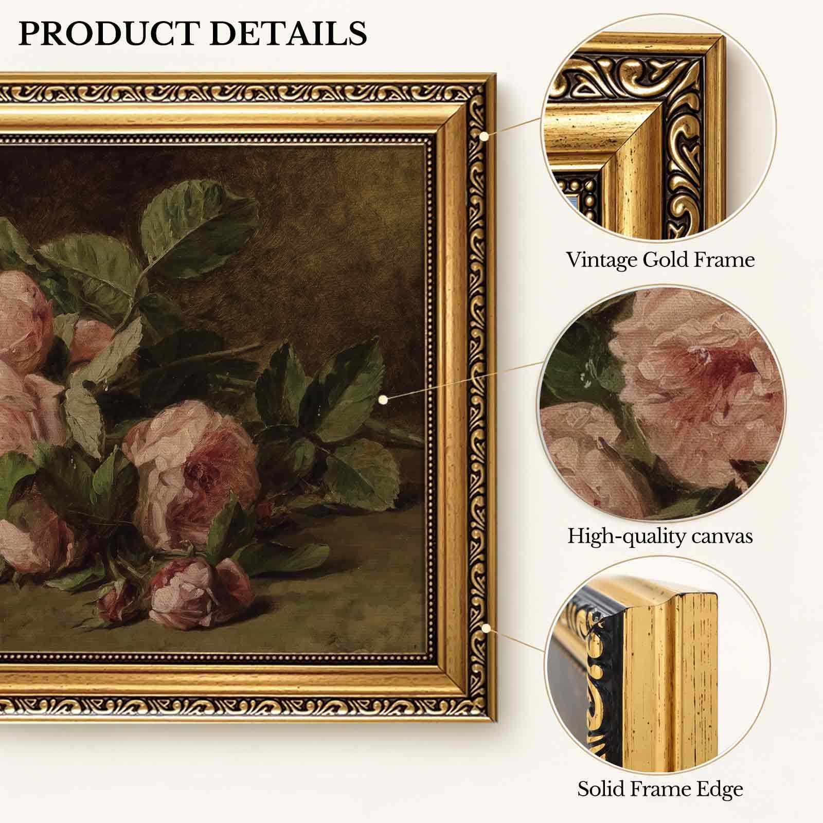 Amazon.com: KISSFOX Gold Framed Wall Art Vintage Wall Decor Rose