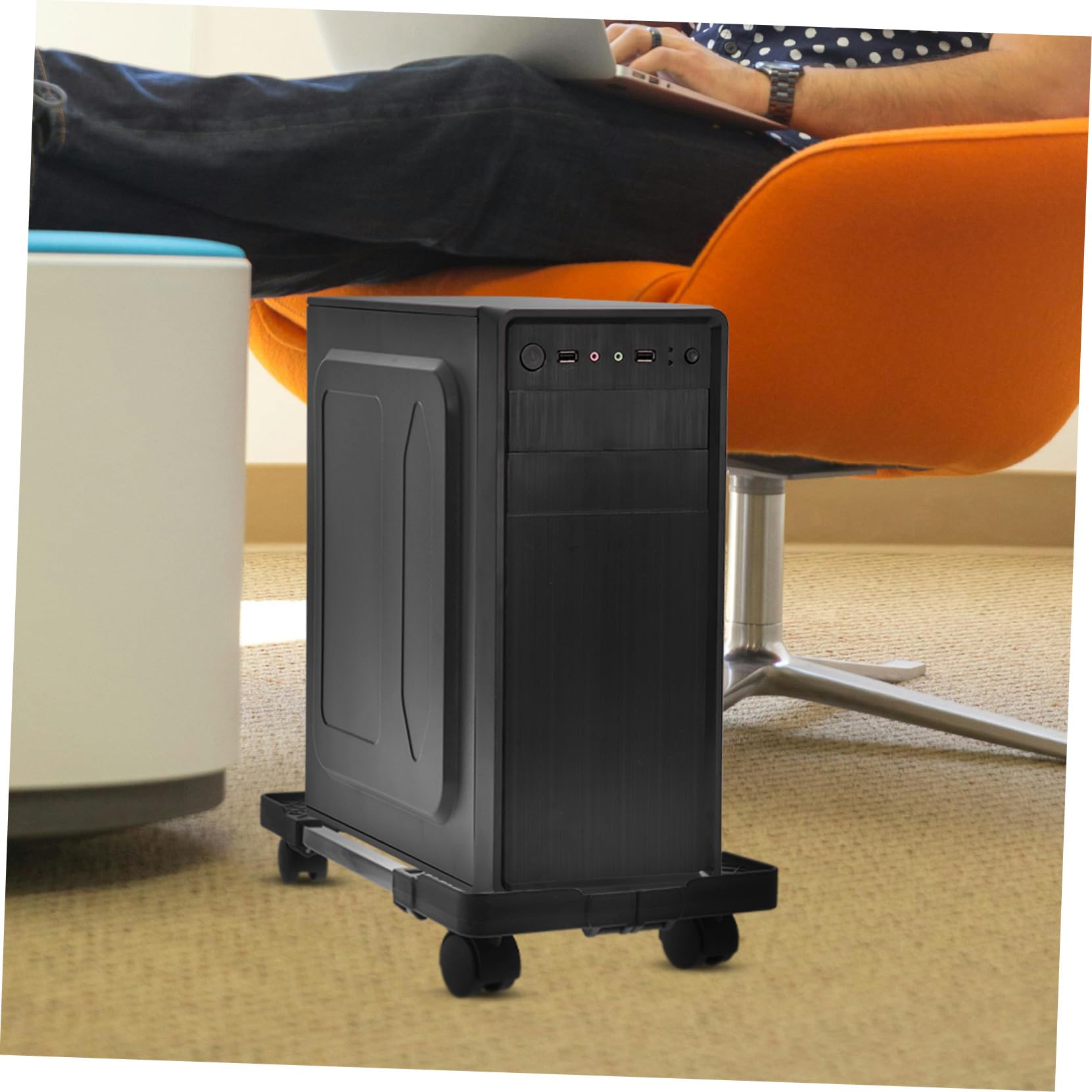 SOIMISS Support pour Tour Ordinateur avec roulettes Support Mobile pour Unité Centrale sous Bureau