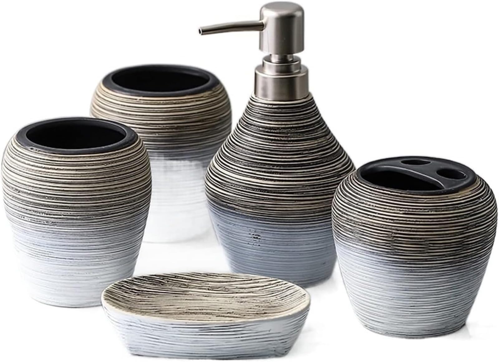 Bote de cerámica para cepillos de Dientes, Accesorios de baño, decoración de encimera de tocador con dispensador de jabón, Kit de Soporte para cepillos de Dientes,B