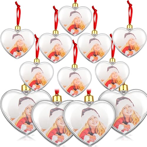 Miniatura 8 de Skylety Esfera decorativa de plástico para San Valentín, marco de fotos, adornos para Navidad, Día de San Valentín (24 unidades, estilo corazón)