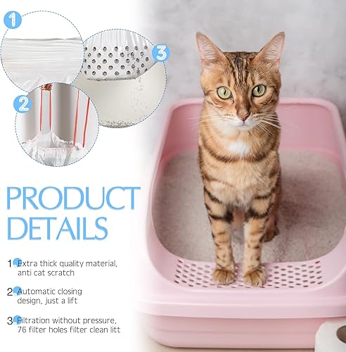 Miniatura 3 de Jutom 56 bolsas de arena para gatos de 31 x 18 pulgadas, grandes y gruesas, con agujeros, cordón y suministros para mascotas