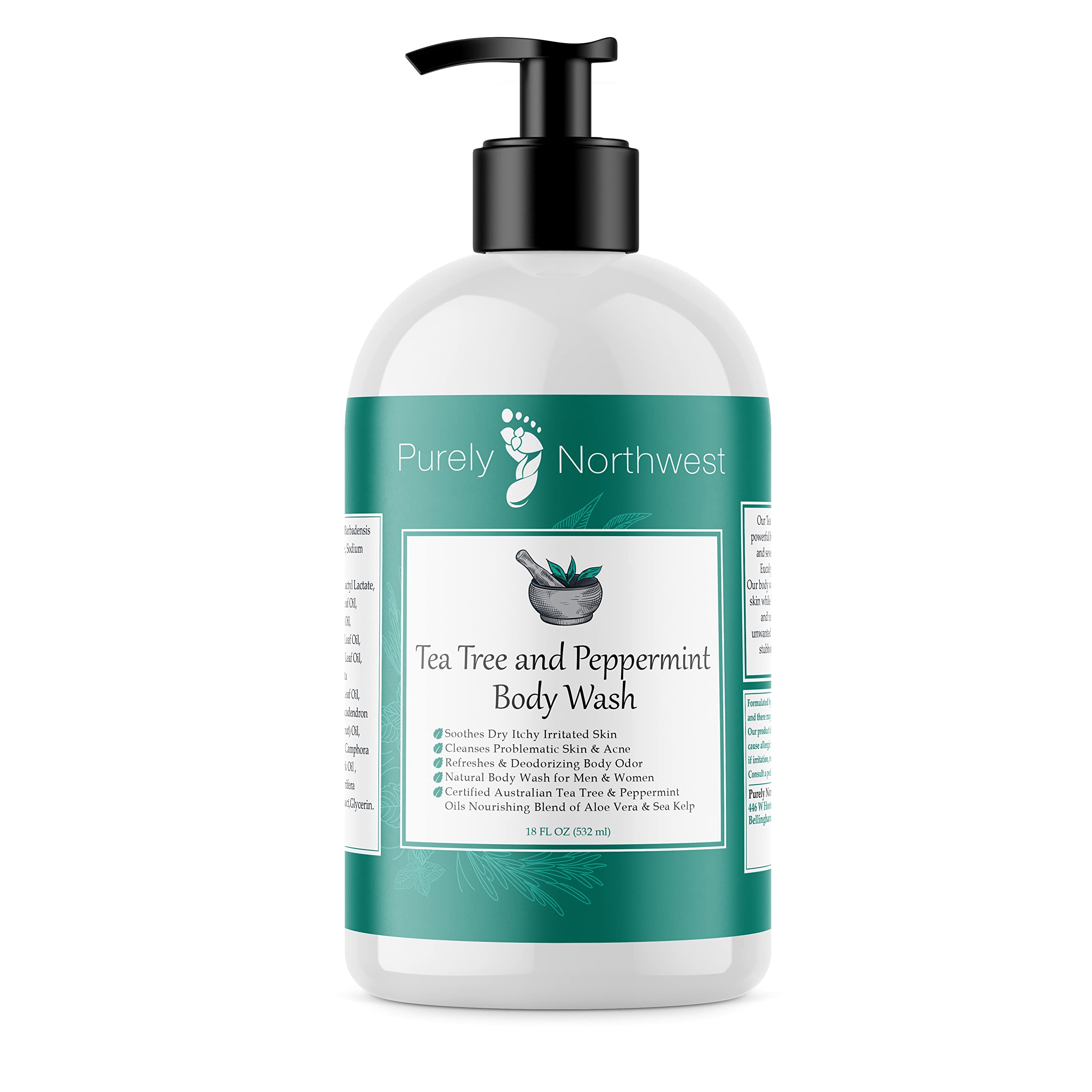Tea Tree & Peppermint Foot & Body Wash 18 Ounce Bottle Helps with Body