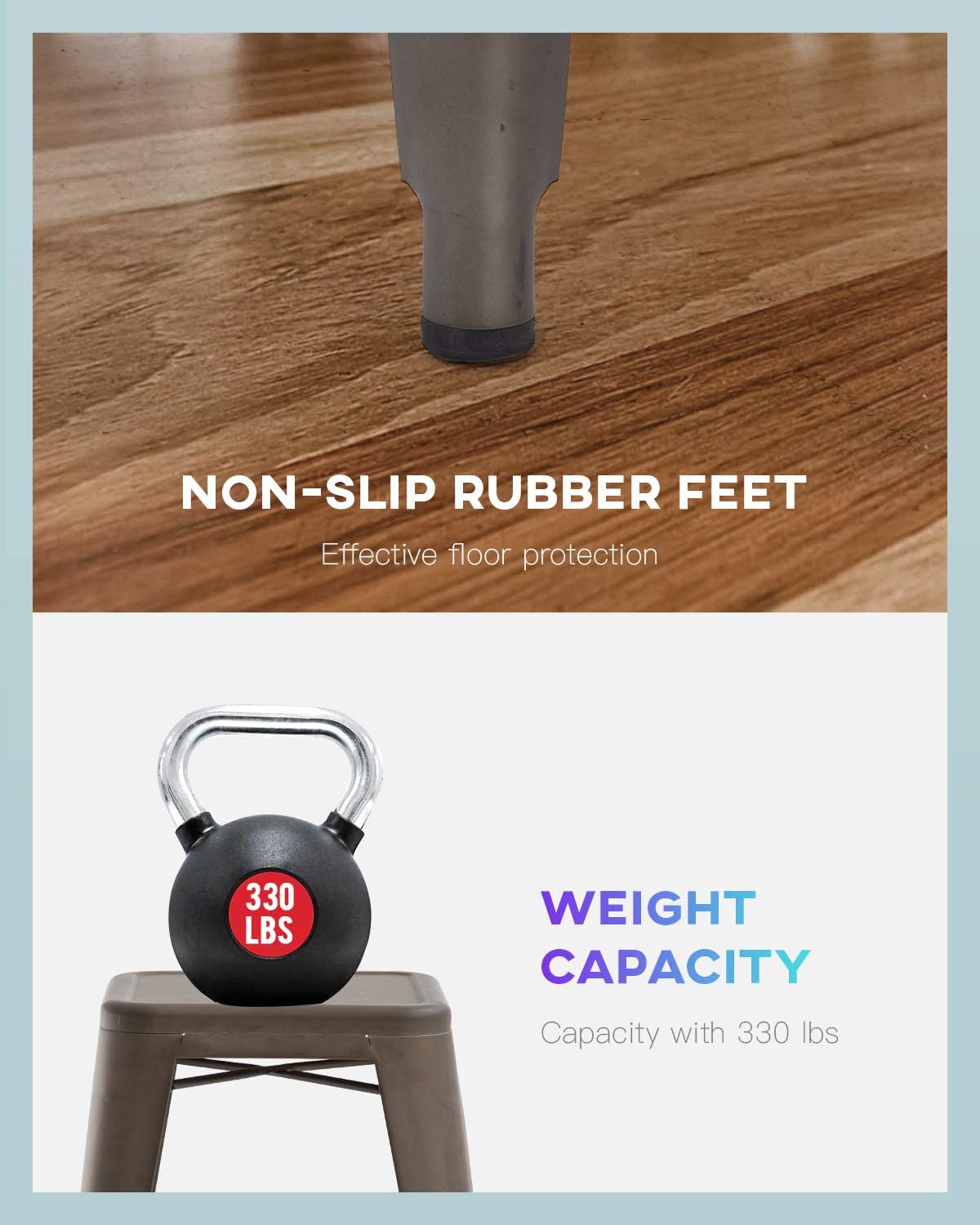 FDW 24 Inch Metal Stools Bar Stools Set Height Stackable Barstools Indoor Outdoor Dining Backless Kitchen Bar Stools Set of 4 (Brown)