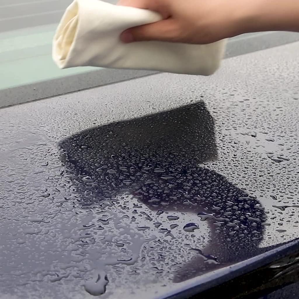 Generic Leather Shammy Car Cleaning Towel Drying Washing Soft Cloth Excellent and Popular, Silver image 3