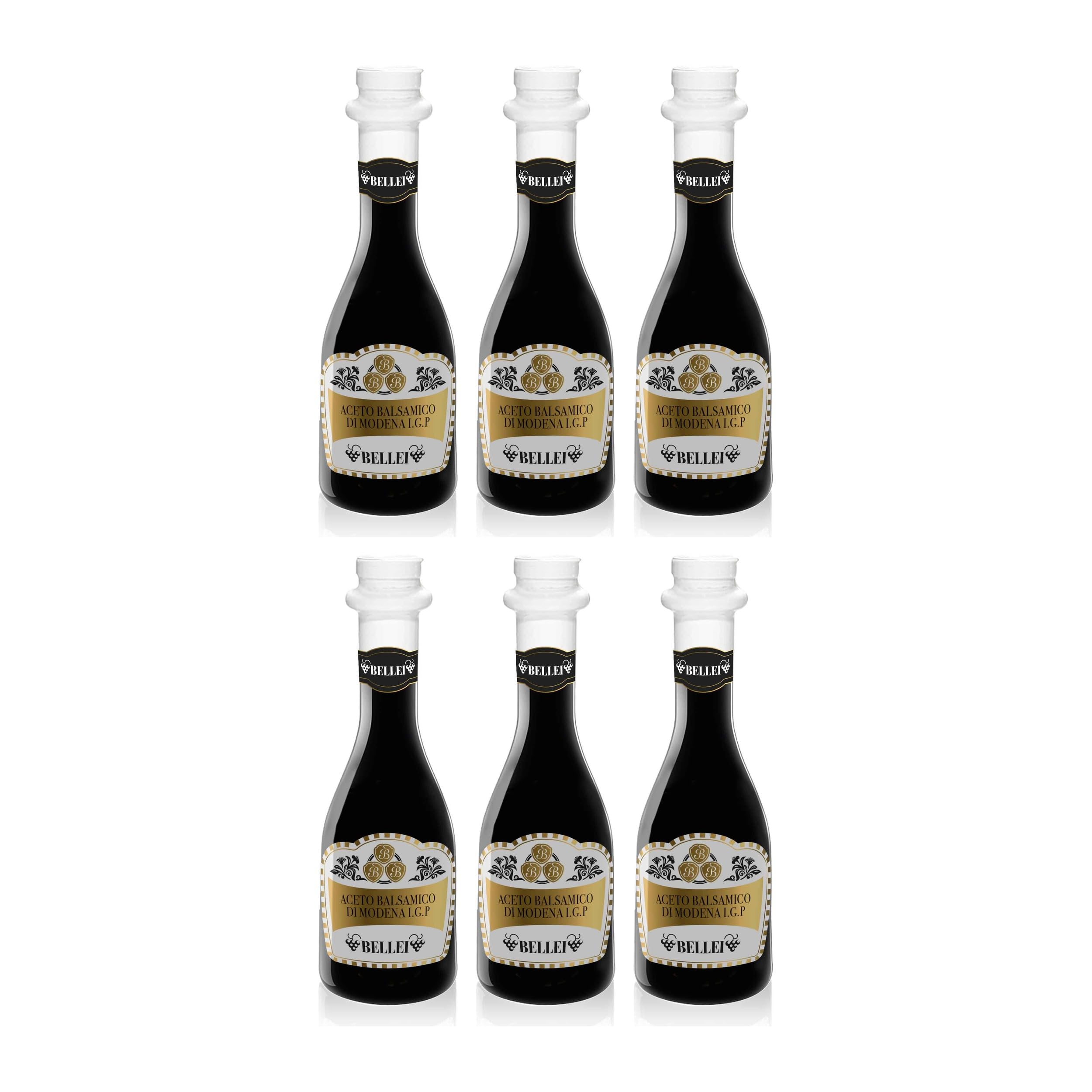 BELLEI Balsamico Essig Bianca aus Modena IGP weisses Etikett Italien inkl. FeinWert E-Book (6 x 250 ml)
