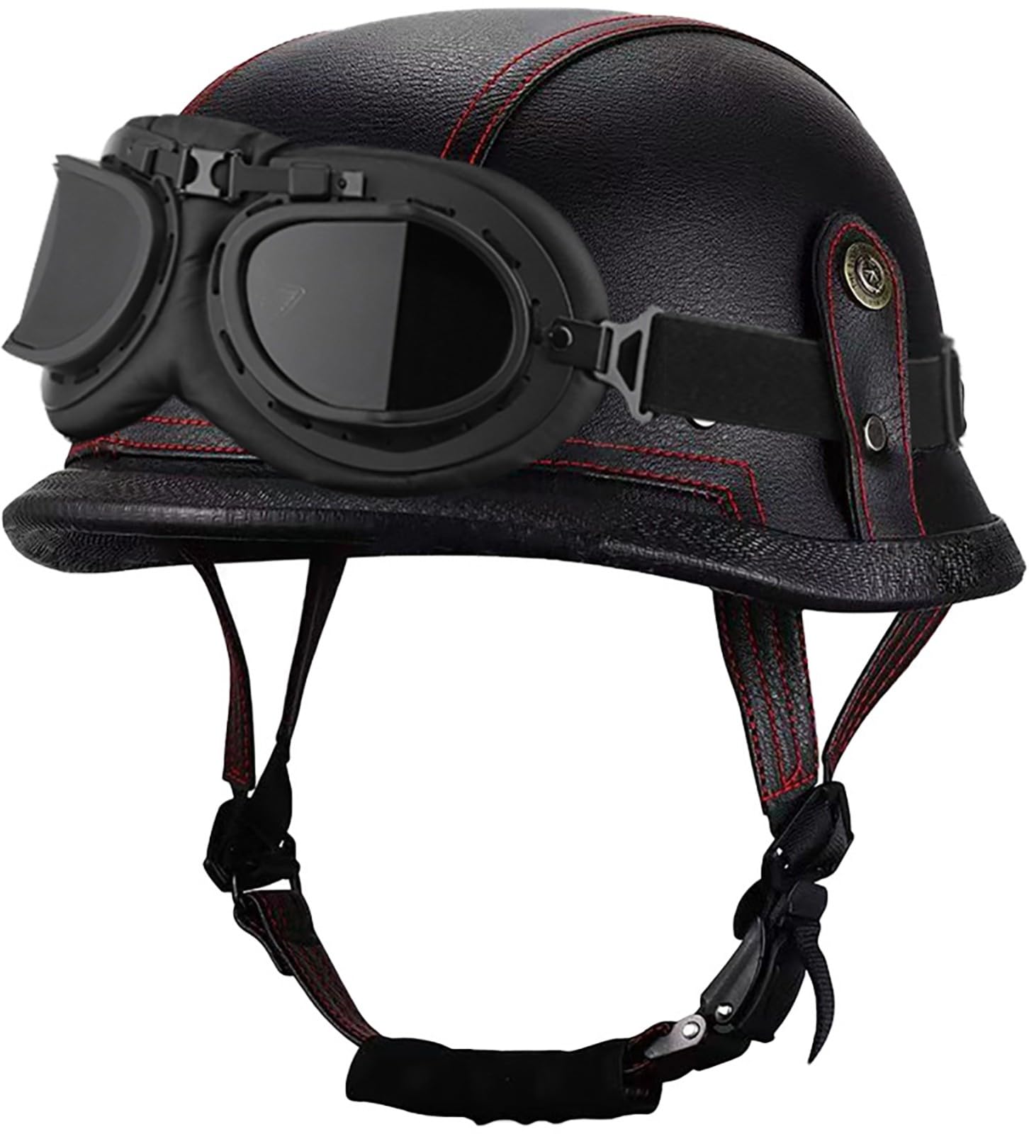 Amazon.co.jp: レザーオートバイハーフシェルヘルメットレトロ