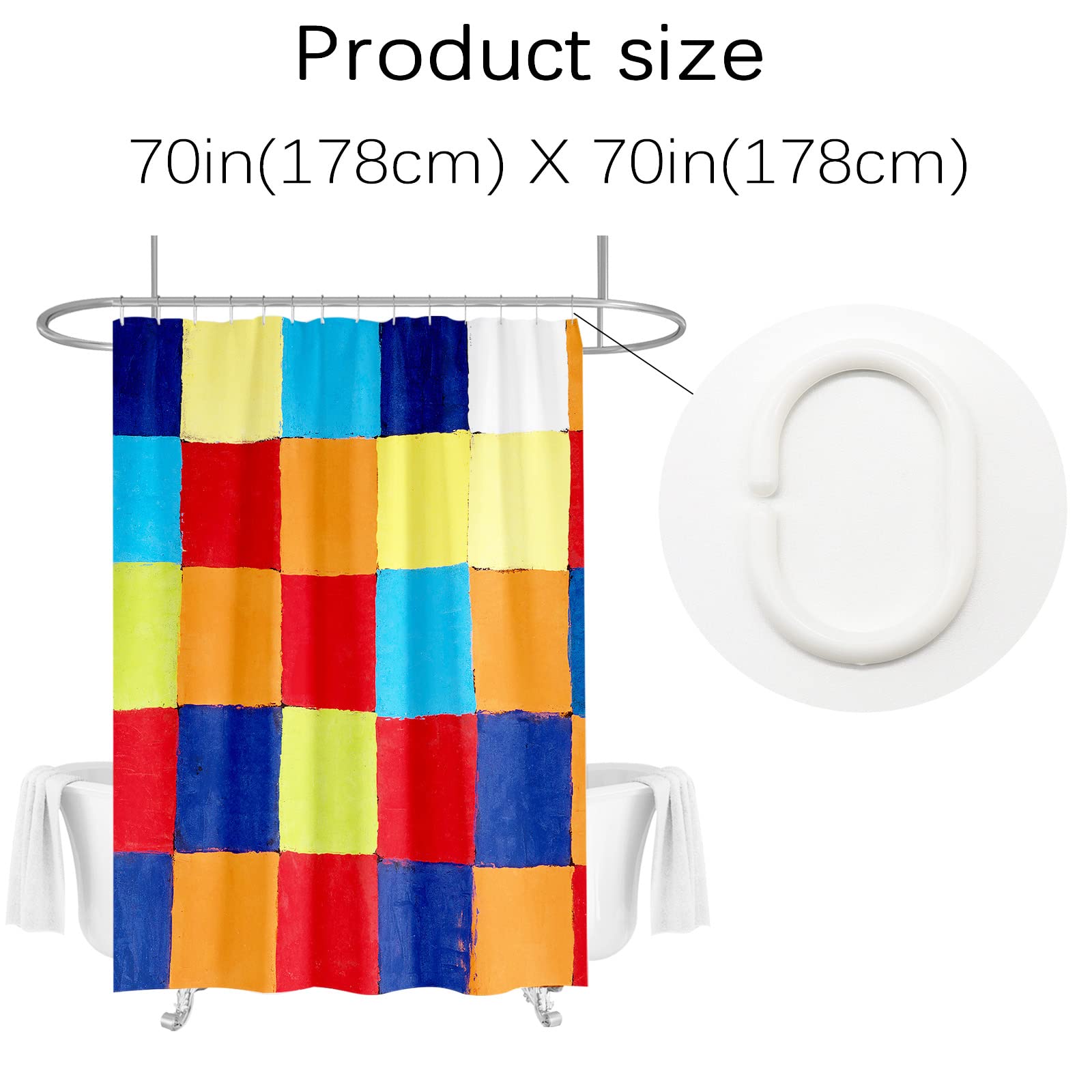 Berkin Arts Bathroom Shower Curtain Set 70x70 Inch Waterproof Polyester with Hooks Pop Art Vibrant Expressive Colours Vivid Colors (Color Chart by Paul Klee) - Image 2