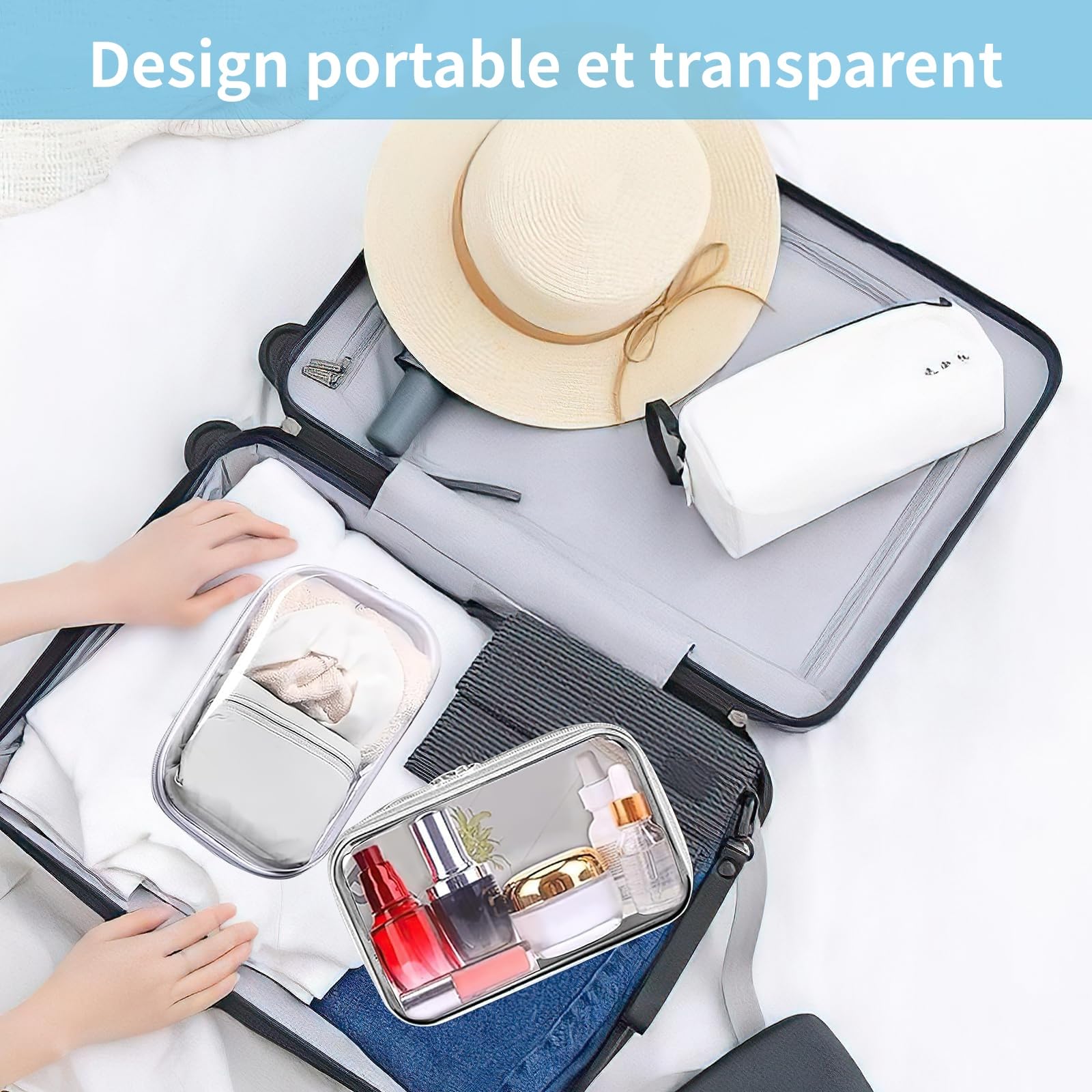 Set di 6 trousse da toilette trasparente con cerniera, custodia da viaggio impermeabile, borsa da toilette approvata TSA, borsa cosmetica trasparente per le vacanze, bagno