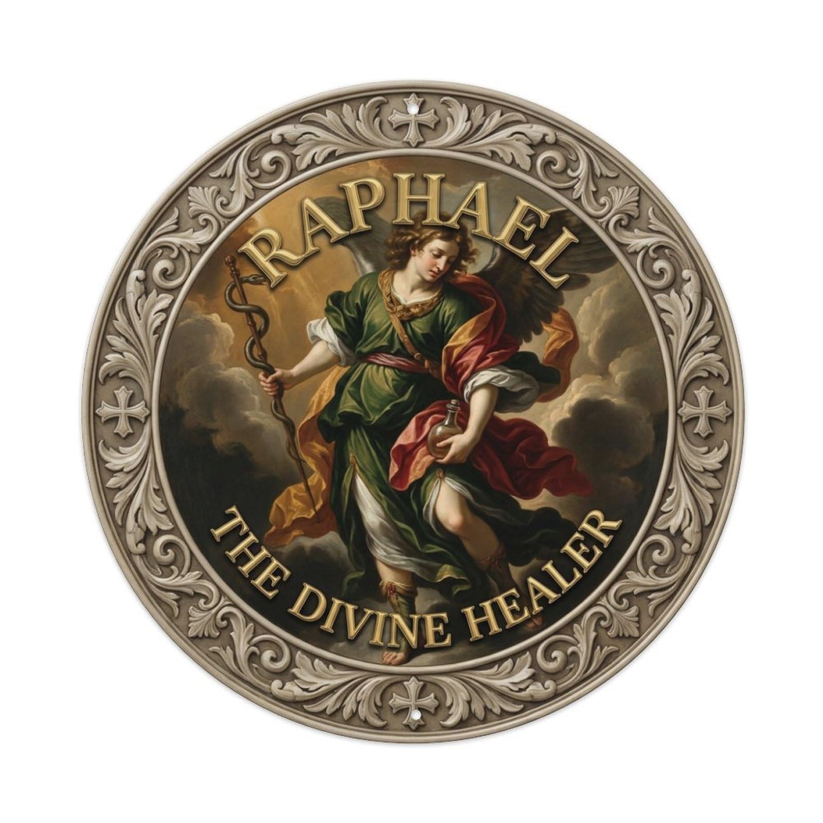 The Divine Healer Healing Protector Archangel Raphael Metal Tin Sign