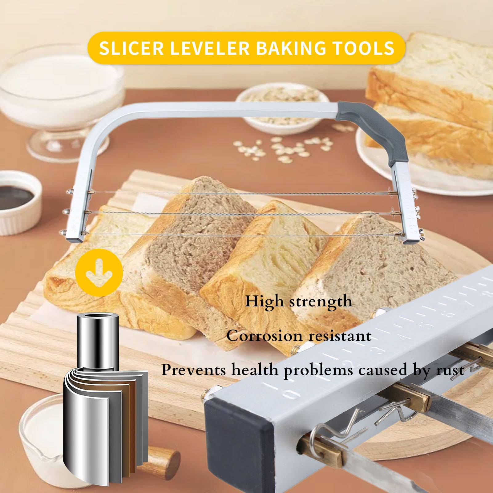 Gugxiom Adjustable Cake Leveler, Stainless Steel Baking Tools 3 Blades ...