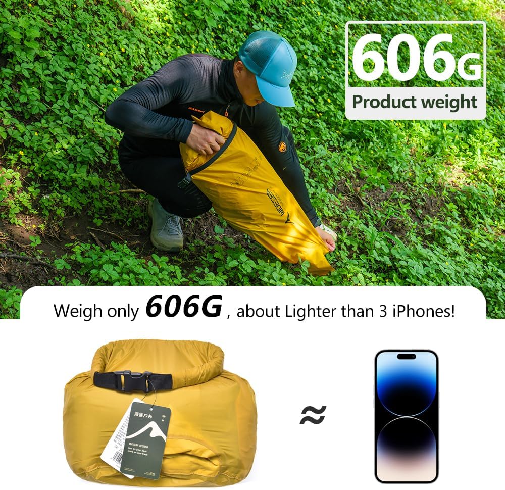 widesea Ultralight Inflatable Sleeping Pad for Backpacking - R-Value 8, 610g Mummy Shape, 183x56cm, Compact 26.5x17cm, 5-Layer Reflective Insulation
