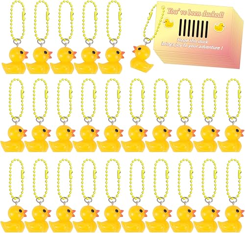 Miniatura 1 de 25 juegos de llaveros de pato de goma con etiquetas de pato para Jeep Ducking cadena amarilla 3D lindo llavero de pato pequeño con etiquetas de pato