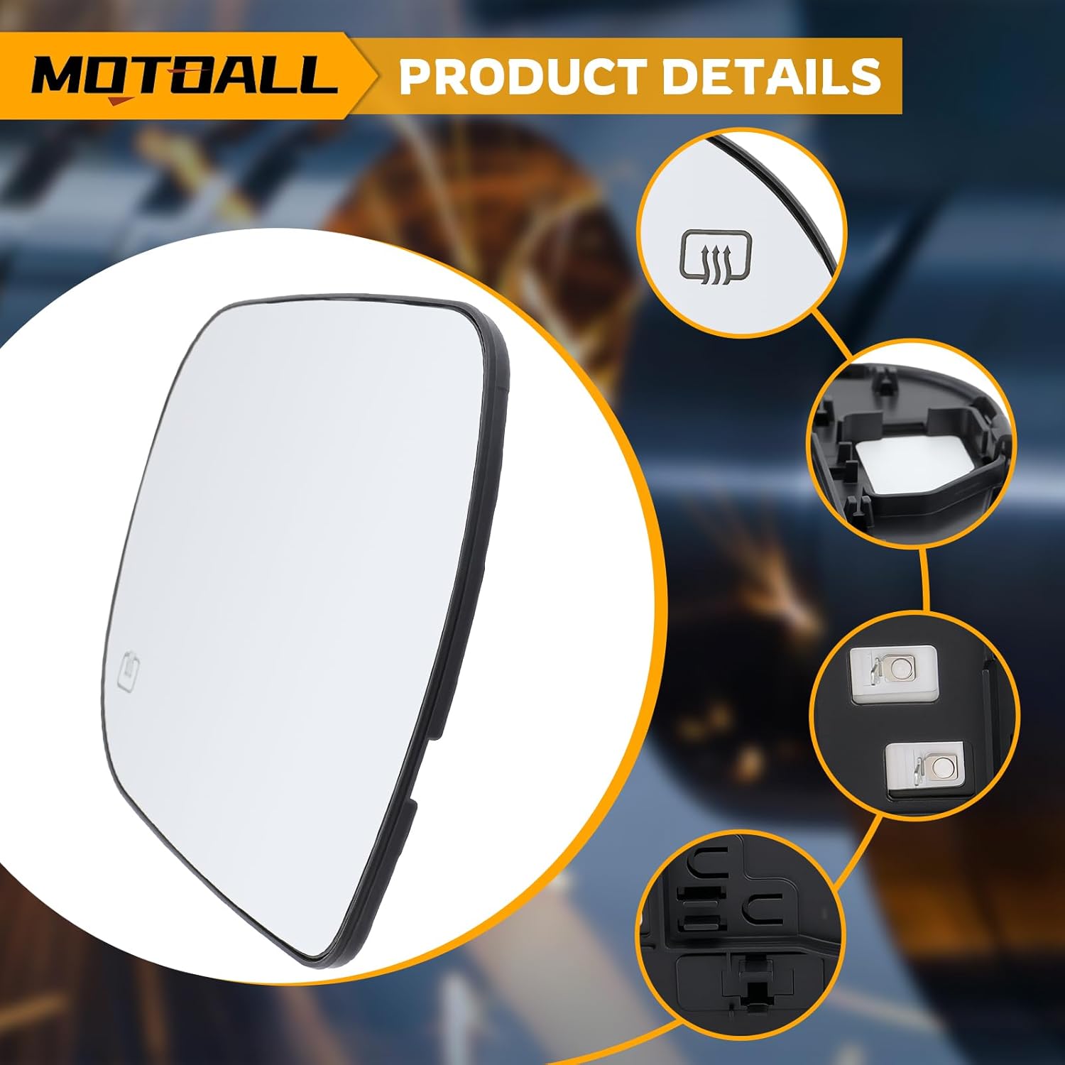 MOTOALL Right Side Heated Rearview Mirror Glass - Passenger Side Exterior Mirror Fit for Toyota Sienna 2011-2019
