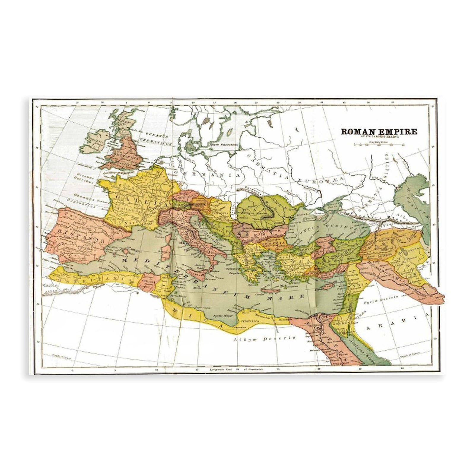 Piank Unframe Map Of The Roman Empire Canvas Art Poster And Wall Art Picture Print Modern Family Bedroom Decor 24X36inch(60X90cm)