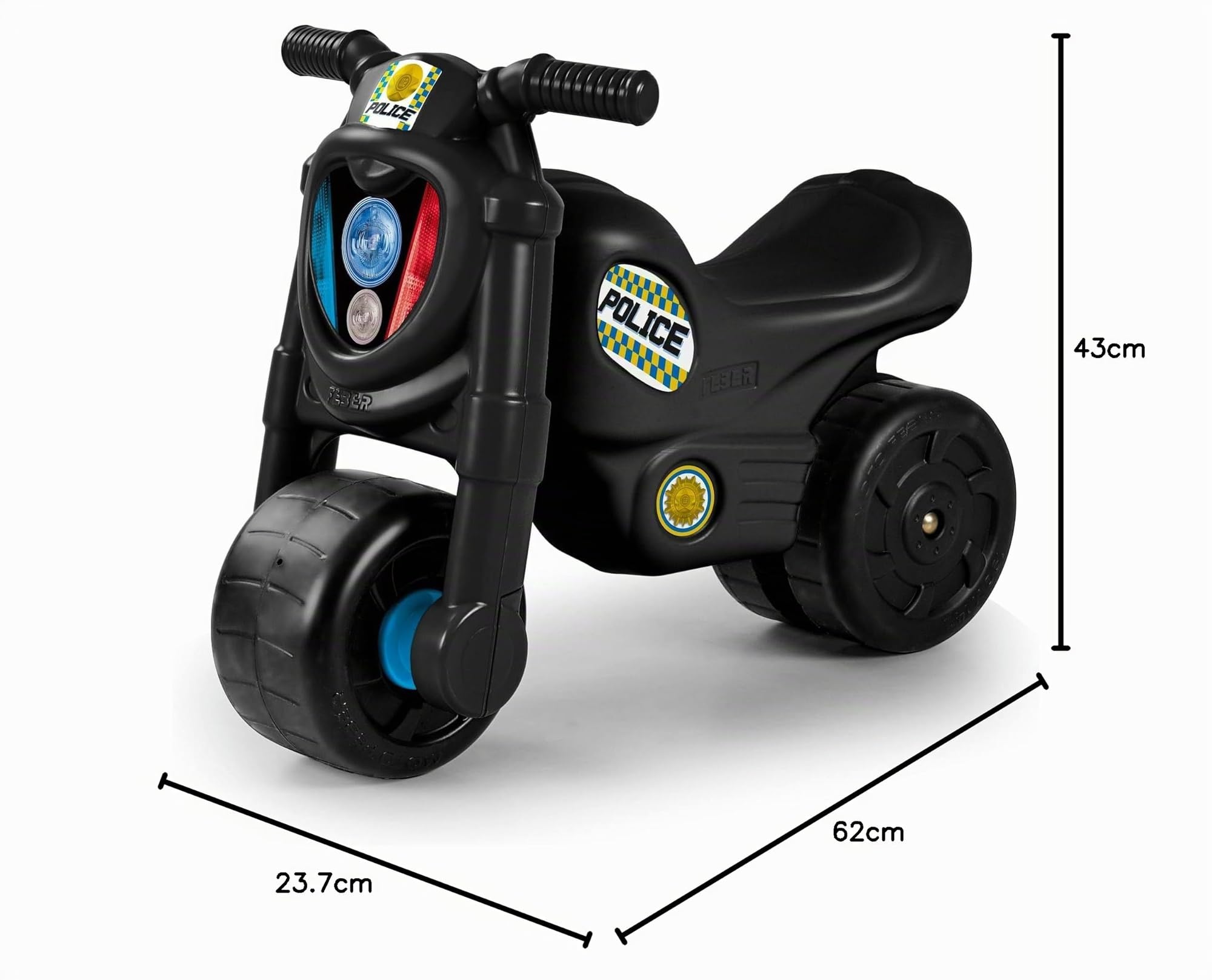 FEBER - Motofeber Jumper Police, Moto Corridoio per bambini, ruote larghe stabili, uso interno e fuori casa, per bambini da 1,5 a 3 anni, famoso (FED23000)