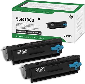 55B1000 Black Toner Cartridge 2-Pack - Dwn Compatible 55B1000 High Yield Toner Cartridge Replacement for Lexmark MS331dn, MS431dn, MS431dw, MX331adn, MX431adn, MX431adw, MX432adwe Printer