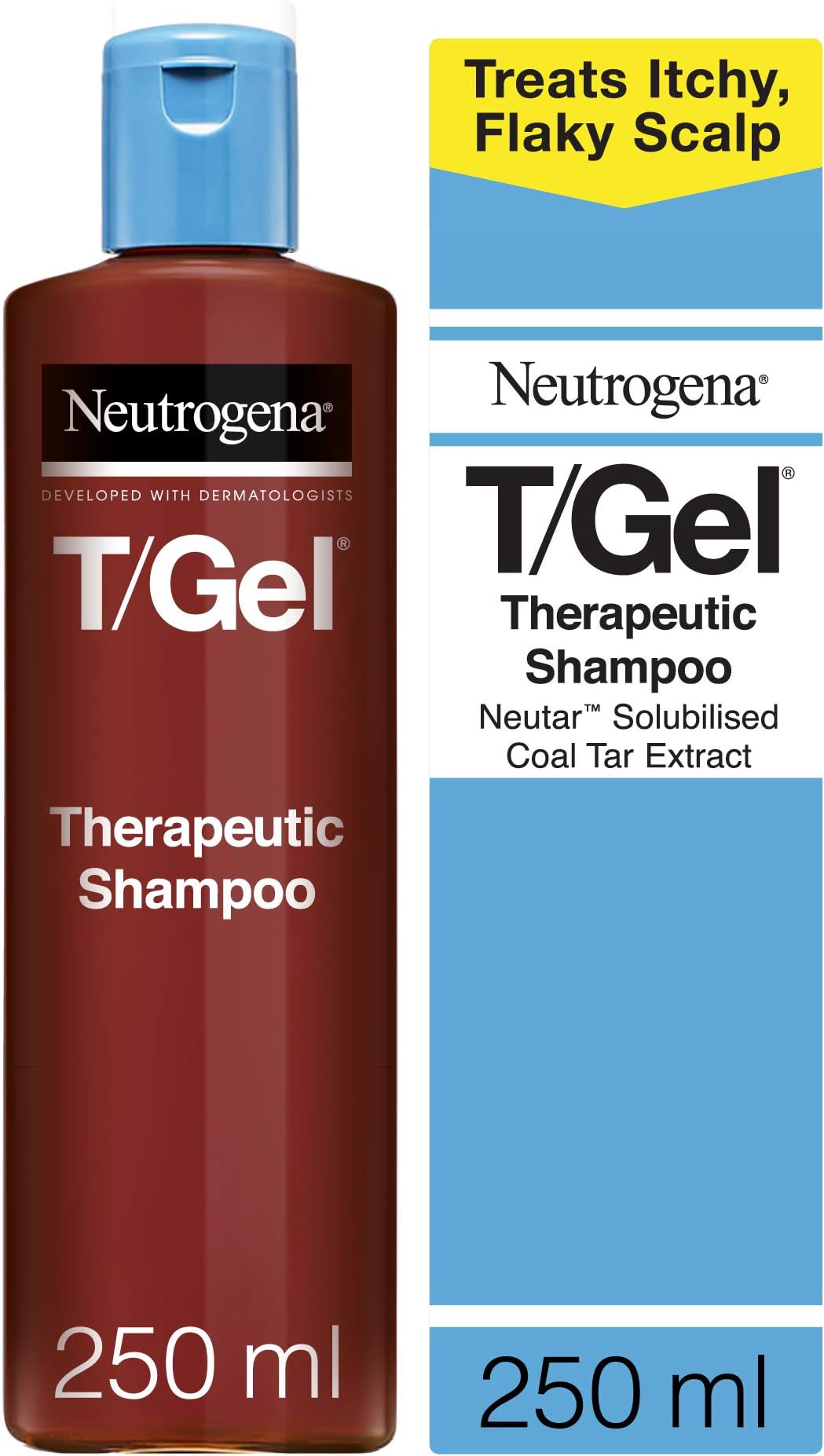 T/Gel Therapeutic Shampoo (1x 250ml), Medicated Anti-Dandruff Shampoo For Flaky, Itchy Scalp and Treatment of Scalp Psoriasis, Seborrheic Dermatitis and Dandruff