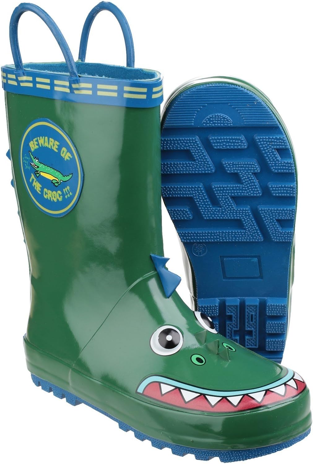 Cotswold Boys Puddle Patterned Rubber Welly Wellington Boot Green Crocodile Rubber UK Size 4.5 (EU 21)