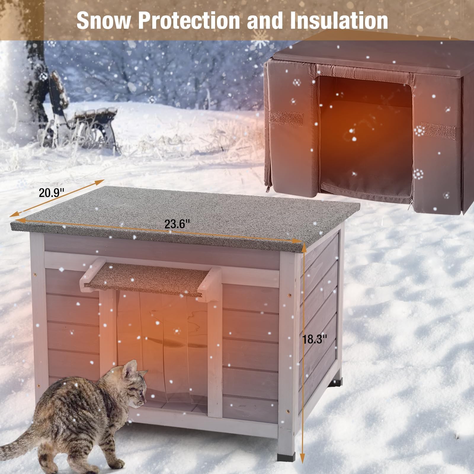 X-ZONE PET Casetta riscaldata per gatti da esterno con fodera isolata, casetta calda per il freddo invernale