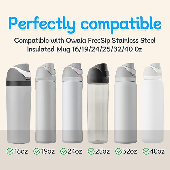 3 Sets Gasket Replacement Stopper & O Seal Ring for Owala FreeSip Cap,Silicone Water Bottle Plug Stoppers Top Lid Mouth Parts Compatible with Owala FreeSip 16/19/24/32/40oz ZU2-P3