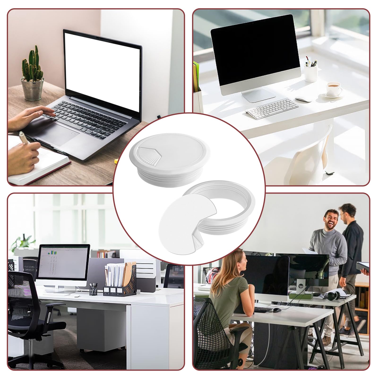 XWCHASA Kabeldurchführung Set - 4 Weiße Kabeldurchlässe Für Schreibtisch 60mm