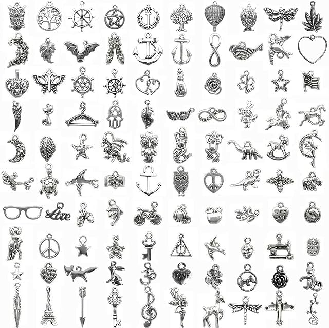 CENRONG Alloy Assorted Enamel Charms, 100 PCS Bow-Knot Cat High Heels Handbag Lovely Pattern Charms for Women Girls DIY Jewelry Crafting Making