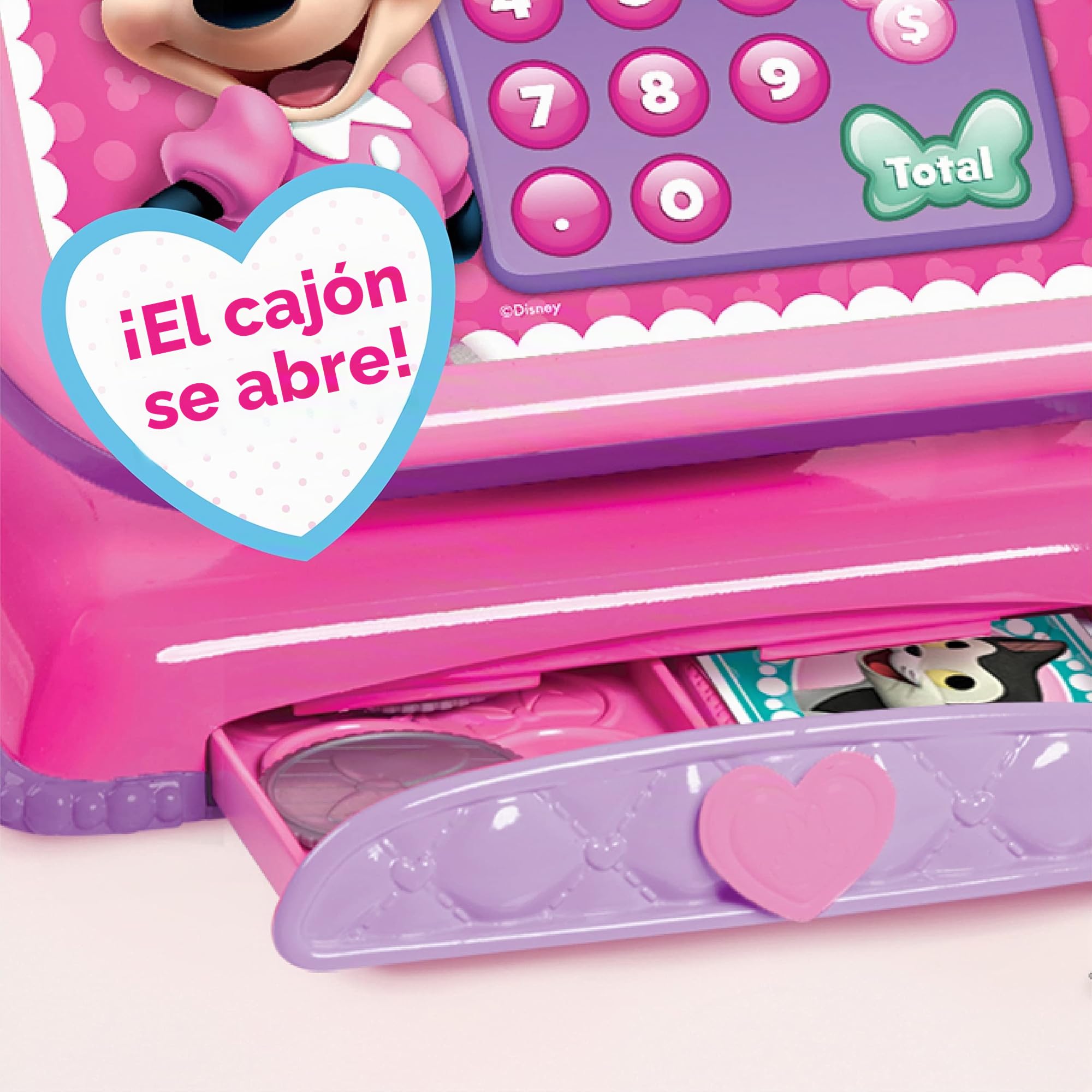 Just Play Caja registradora Minnie Mouse Bowtique de Disney Junior, con Sonidos; Juego Creativo para disfrazarse, Juguetes para niños a Partir de 3 años