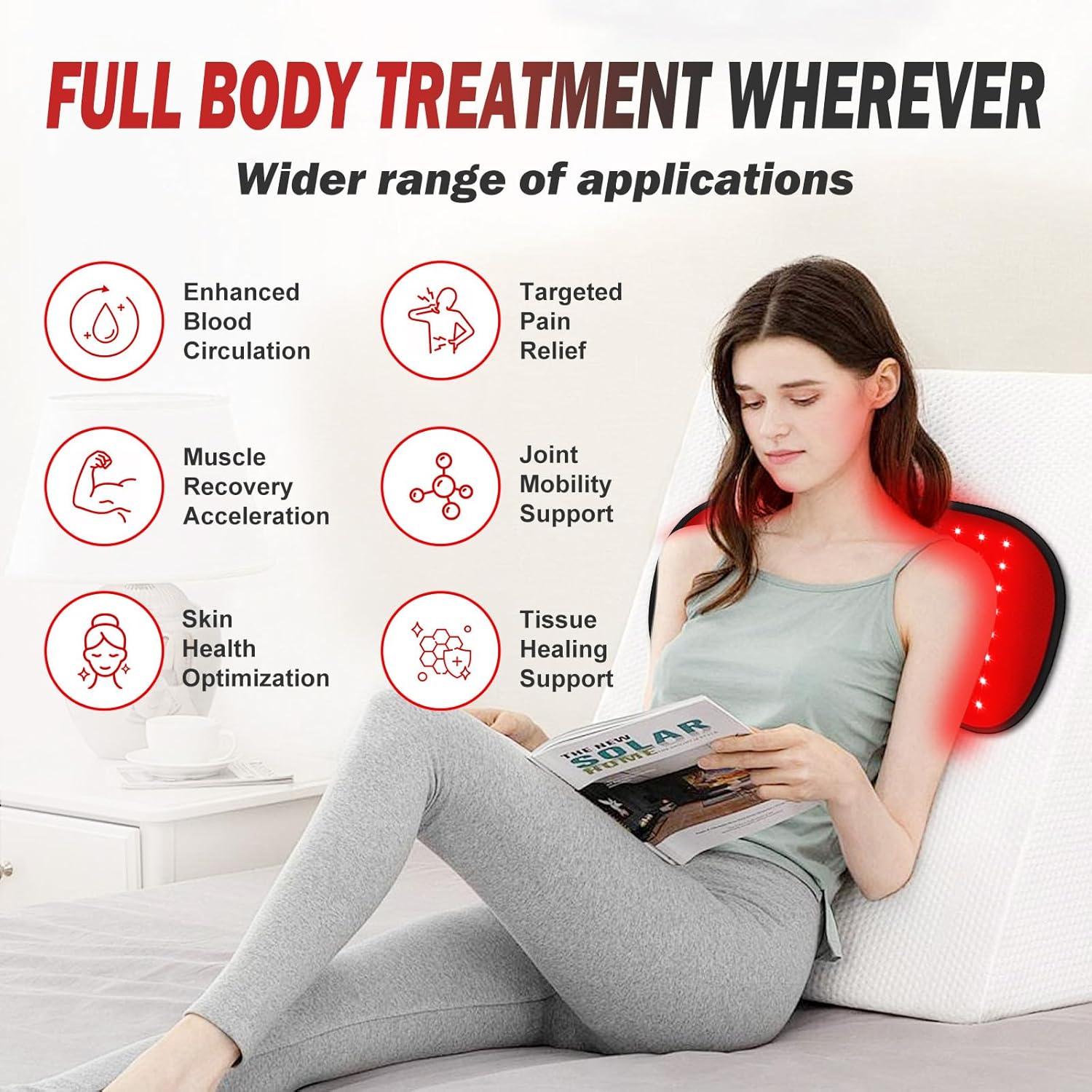 Red-Light-Therapy-for-Body,2026 Upgraded-4 Modes 5 Stage Power Medical-Grade TPU Mat for Body Pain Relief,20"x 9"Dual Wavelength Infrared Red Light Blanket LEDs - Image 2
