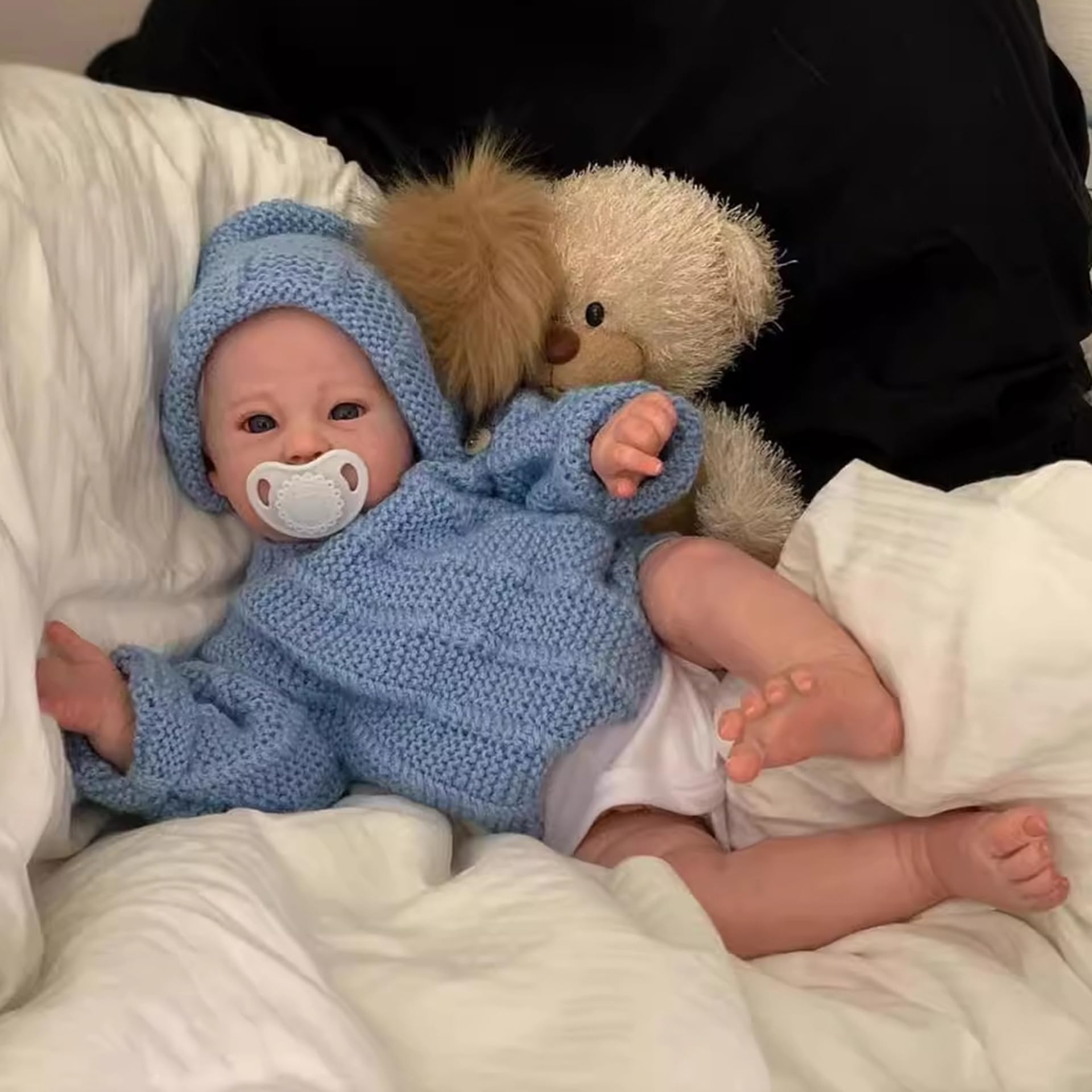 YIHANGG 50cm Bambole Reborn Che Sembrano Vere Maschio 24 Pollici Maschio Neonato Corpo in Stoffa Bambolotto Reborn Occhi Aperti Compleanno Natale Regalo