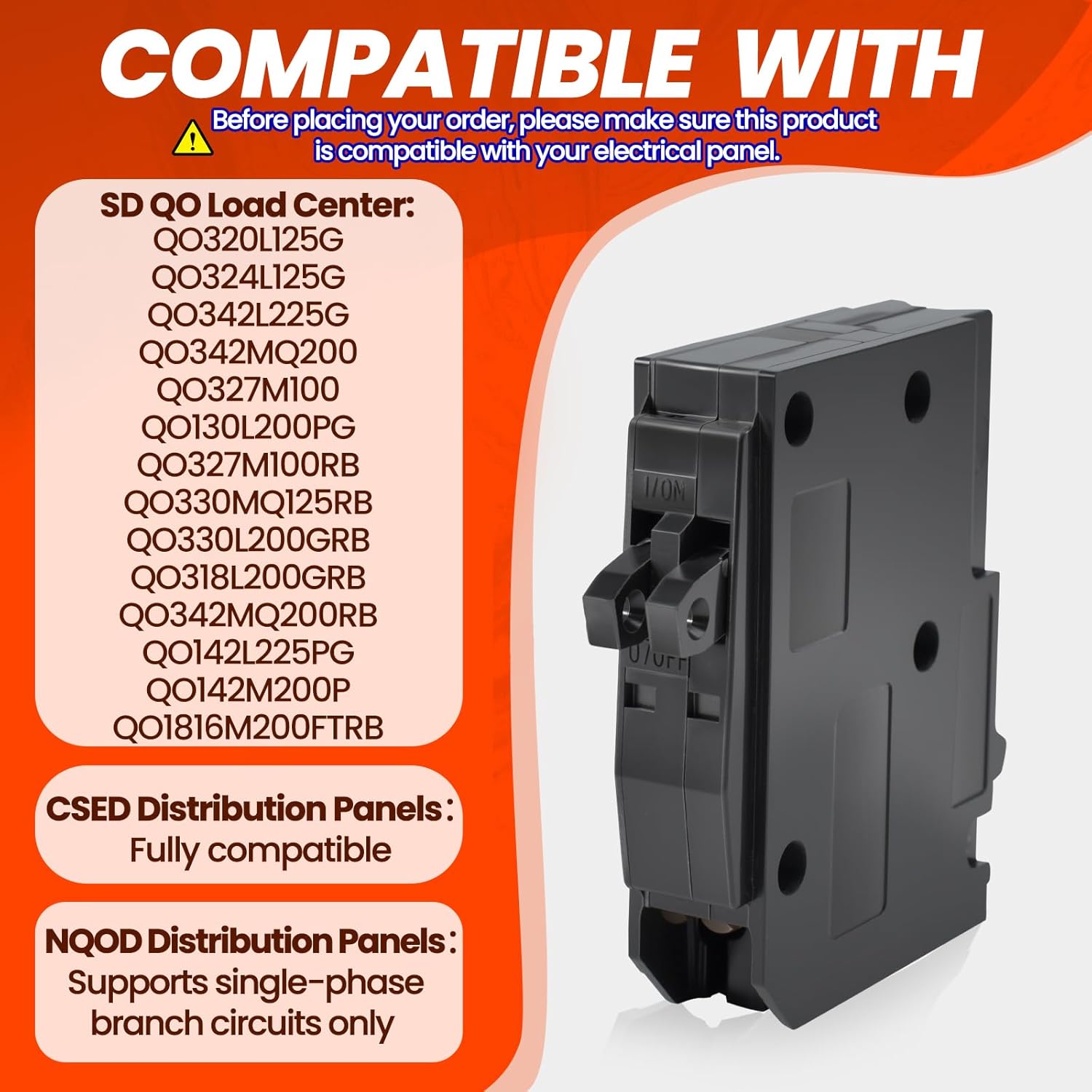 QO2020C 2 x 1 Pole 20A 120 240VAC 10kA Tandem mini Circuit Breaker Compatible with Partial SD QO Load Center,CSED,and Single-Phase 120/240 V Branch Circuit NQOD Distribution Panels Plug-in Mount Type