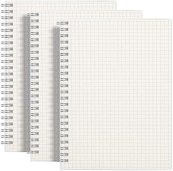 RETTACY Graph Paper Notebook 3-Pack - A5 Graph Grid Spiral Notebook ...