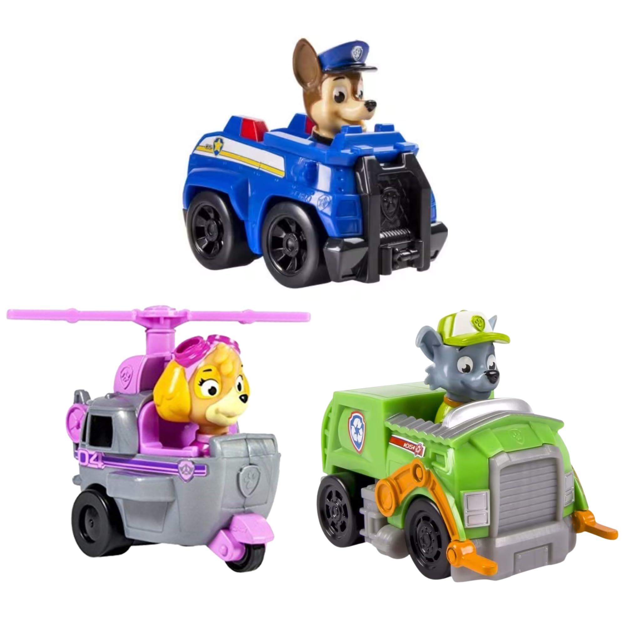 Paw Patrol - Mini Rescue Animal Sea Patrol Vehicle - 9cm Rescue Vehicle With Extendable Grapple - (Set of 3)