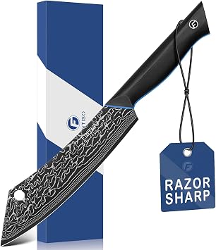 8" Damascus Butcher Knife & Chef Knife, 67-Layer Damascus Steel, G10 Handle