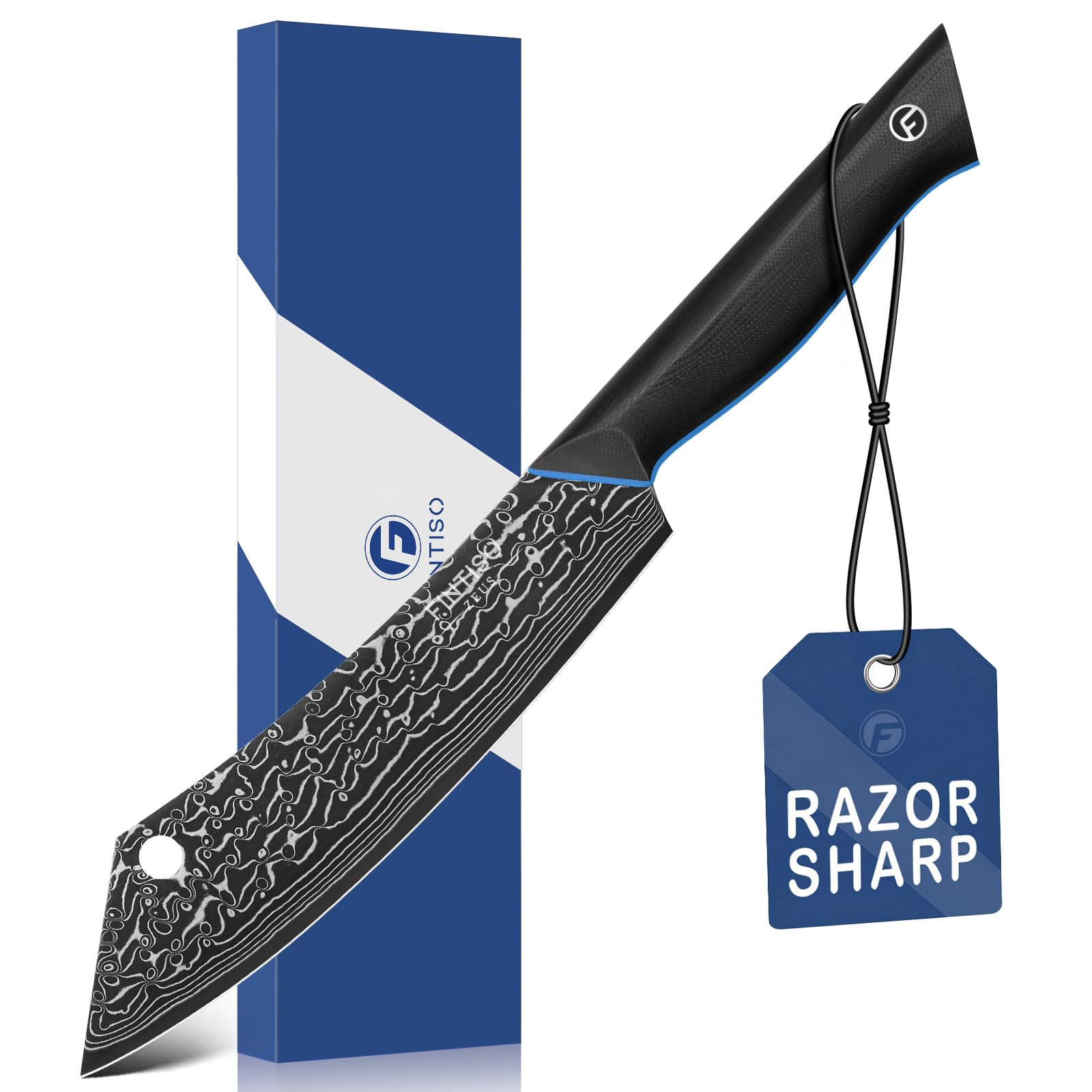 8" Damascus Butcher Knife &amp; Chef Knife, 67-Layer Damascus Steel, G10 Handle