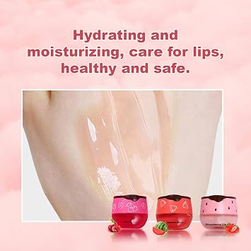 Lip Balm Honey Pot,Watermelon Apple Lime Cherry Lip Sleeping Mask Moisturizing Lip Mask Overnight Hydrating Prevention Dry and Cracked Lip Scrubs Exfoliator Lip Wrinkle Care 3 pcs